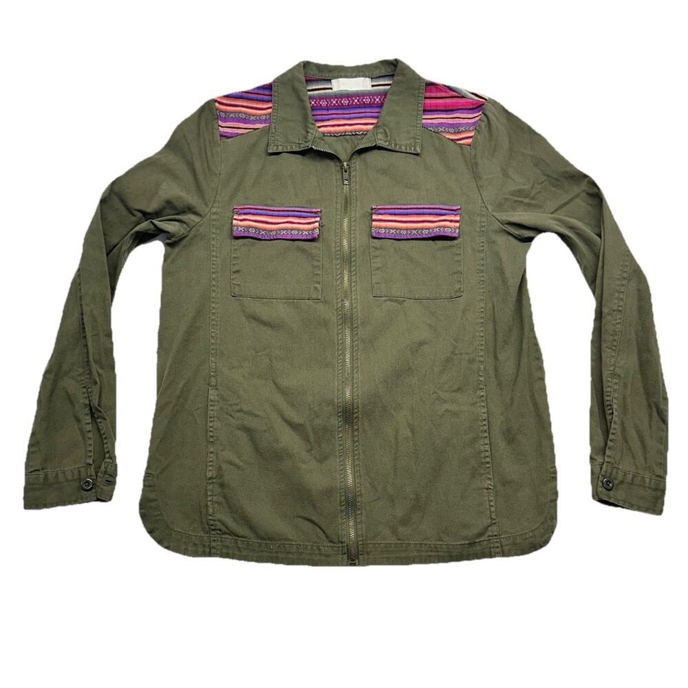 Altar’d State Womens Jacket Size Medium Olive Utility Full Zip Southwest